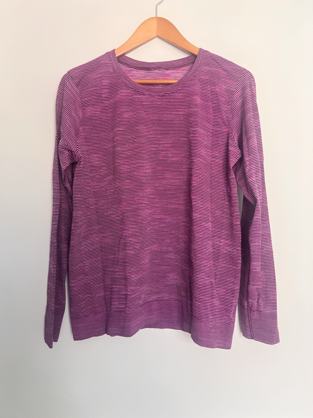 Lululemon Swiftly Relaxed-Fit Long Sleeve Shirt Stripe Vivid Plum Size 10